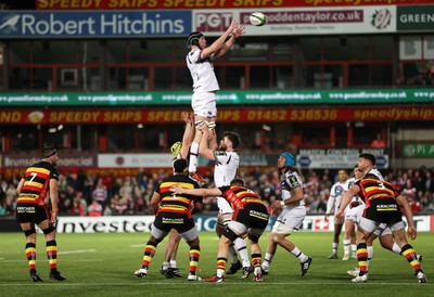 120424 - Gloucester v Ospreys - European Challenge Cup Quarter Final - Adam Beard of Ospreys wins the line out