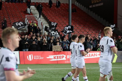 120424 - Gloucester v Ospreys - European Challenge Cup Quarter Final - Ospreys fans at full time