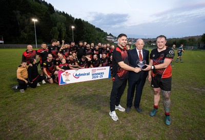 070525 - Glyncoch RFC Presentation - Admiral National League 6 East B - Captains Daniel Griffiths and Callum Hall with WRU representative Roy Wilkinson