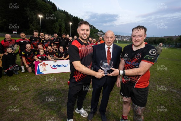 070525 - Glyncoch RFC Presentation - Admiral National League 6 East B - Captains Daniel Griffiths and Callum Hall with WRU representative Roy Wilkinson