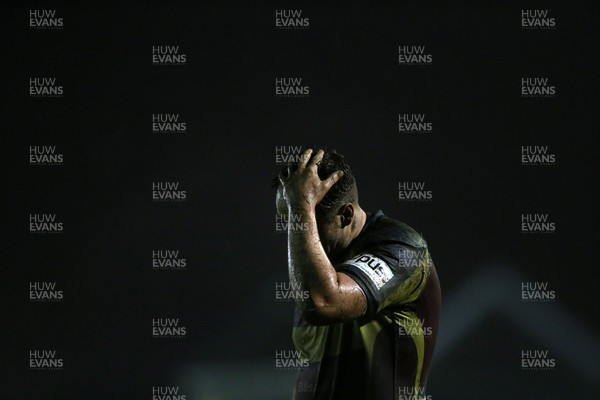 220917 - Glynneath RFC v Cardiff Met - WRU National Championship - A Cardiff Met player brushes their hair back