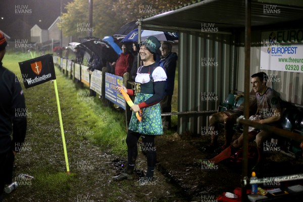 220917 - Glynneath RFC v Cardiff Met - WRU National Championship - Linesman dressed up in fancy dress