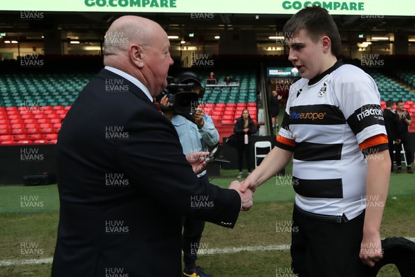 290324 - Gowerton v Cardiff Quins - WRU Boys U18 Bowl Final - Players and officials receive medals 