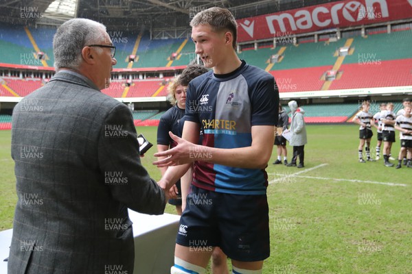 290324 - Gowerton v Cardiff Quins - WRU Boys U18 Bowl Final - Players and officials receive medals 