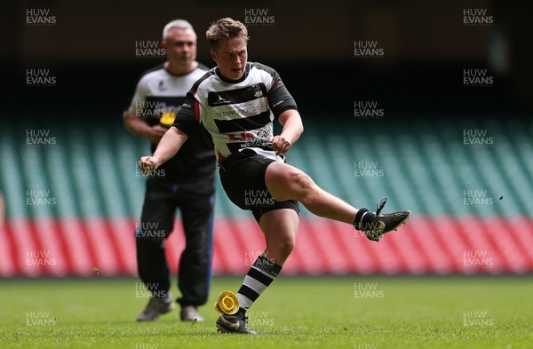 230416 - WRU - Plate Final - Gowerton Youth v Brynmawr Youth - Kieran Charles of Gowerton kicks the conversion