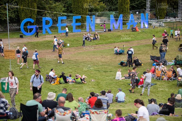 200821 - Picture shows people enjoying the second day of the Greenman Festival in Crickhowell, South Wales