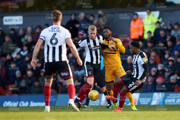 020219 - Grimsby Town v Newport County - Sky Bet League 2  Newports Jamille Matt battles with Grimsby's Ludvig Ohman