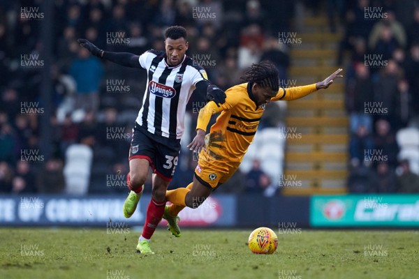 020219 - Grimsby Town v Newport County - Sky Bet League 2 -  Foul on Newport's Vashon Neufville by Grimsby's Wes Thomas
