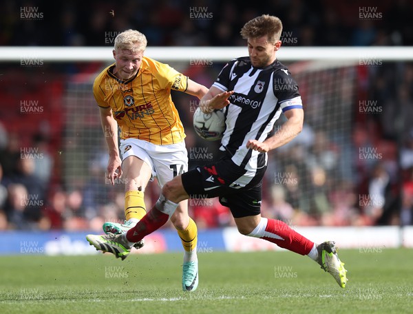 060424 - Grimsby Town v Newport County - Sky Bet League 2 - Harrison Bright of Newport County and Danny Rose of Grimsby Town