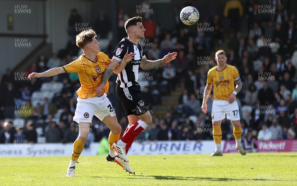 060424 - Grimsby Town v Newport County - Sky Bet League 2 - Jack Norris of Newport makes his debut Toby Mullarkey of Grimsby Town