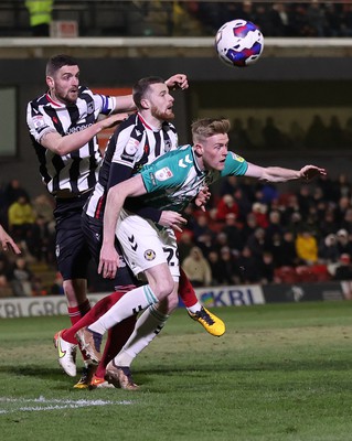 070323 - Grimsby Town v Newport County - Sky Bet League 2 - Will Evans of Newport County is held back on a corner kick by Niall Maher of Grimsby Town