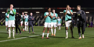 070323 - Grimsby Town v Newport County - Sky Bet League 2 - Team applaud travelling fans at the end of the match