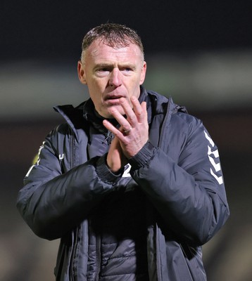 070323 - Grimsby Town v Newport County - Sky Bet League 2 - Manager Graham Coughlan of Newport County applauds the travelling fans at the end of the match 