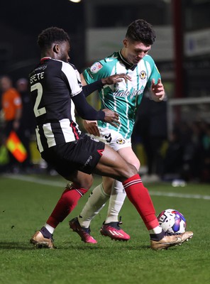 070323 - Grimsby Town v Newport County - Sky Bet League 2 - Calum Kavanagh of Newport County and Lichee Efete of Grimsby Town