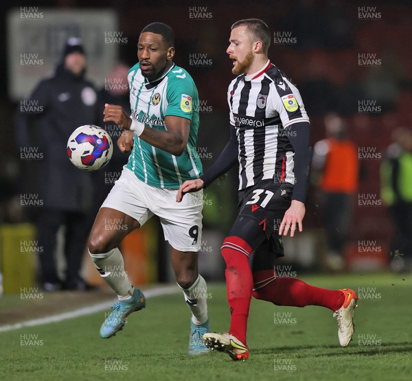 070323 - Grimsby Town v Newport County - Sky Bet League 2 - Omar Bogle of Newport County and Niall Maher of Grimsby Town