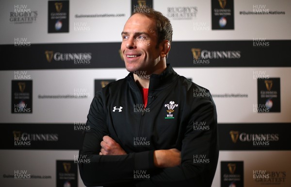 230119 - Guinness 6 Nations Launch at the Hurlingham Club - Wales Captain Alun Wyn Jones talks to media
