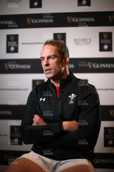 230119 - Guinness 6 Nations Launch at the Hurlingham Club - Wales Captain Alun Wyn Jones talks to media