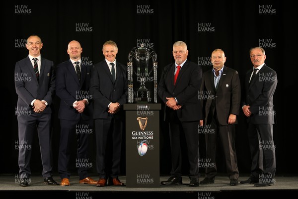 230119 - Guinness 6 Nations Launch at the Hurlingham Club - Head Coaches Italy's Conor O'Shea, Scotland's Gregor Townsend, Ireland's Joe Schmidt, Wales' Warren Gatland, England's Eddie Jones and France's Jacques Brunel