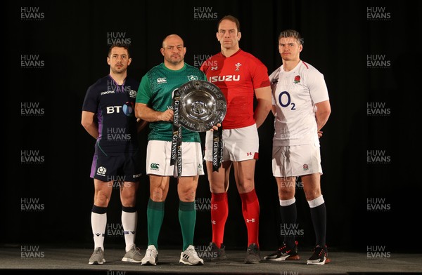 230119 - Guinness 6 Nations Launch at the Hurlingham Club - Triple Crown Greig Laidlaw of Scotland, Rory Best of Ireland, Alun Wyn Jones of Wales and Owen Farrell of England