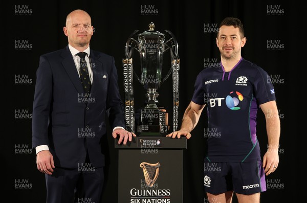 230119 - Guinness 6 Nations Launch at the Hurlingham Club - Scotland Coach Gregor Townsend and Greig Laidlaw