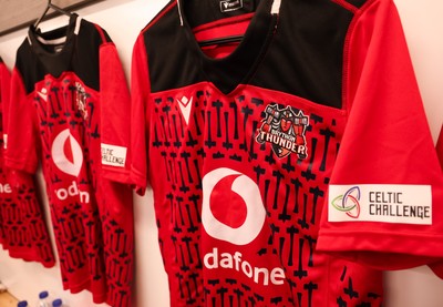 271225 - Gwalia Lightning v Brython Thunder, Celtic Challenge - Brython Thunder shirts hangs in the changing room ahead of the match