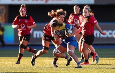 271225 - Gwalia Lightning v Brython Thunder, Celtic Challenge - Bryonie King of Gwalia Lightning is tackled by Natalia John of Brython Thunder