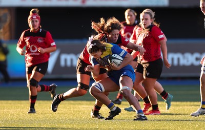 271225 - Gwalia Lightning v Brython Thunder, Celtic Challenge - Bryonie King of Gwalia Lightning is tackled by Natalia John of Brython Thunder