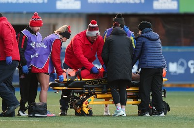 271225 - Gwalia Lightning v Brython Thunder, Celtic Challenge - Amelia Tutt of Brython Thunder is stretchered off with an injury