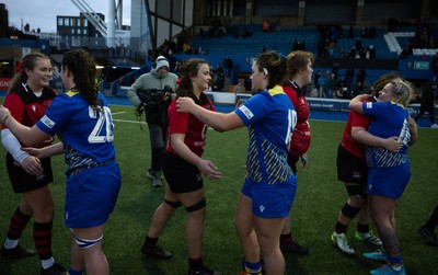 271225 - Gwalia Lightning v Brython Thunder, Celtic Challenge - Players congratulate each other at the end of the match