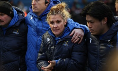271225 - Gwalia Lightning v Brython Thunder, Celtic Challenge - Gwalia Lightning head coach Catrina Nicholas-McLaughlin at the end of the match