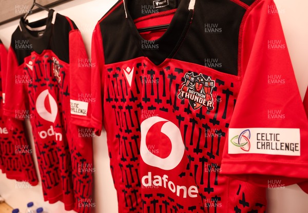 271225 - Gwalia Lightning v Brython Thunder, Celtic Challenge - Brython Thunder shirts hangs in the changing room ahead of the match