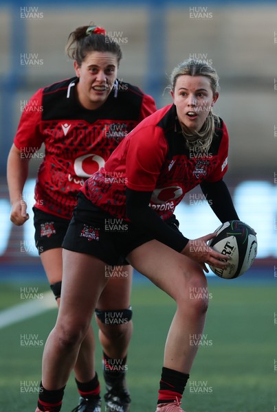 271225 - Gwalia Lightning v Brython Thunder, Celtic Challenge - Ffion Williams of Brython Thunder watched by Natalia John of Brython Thunder