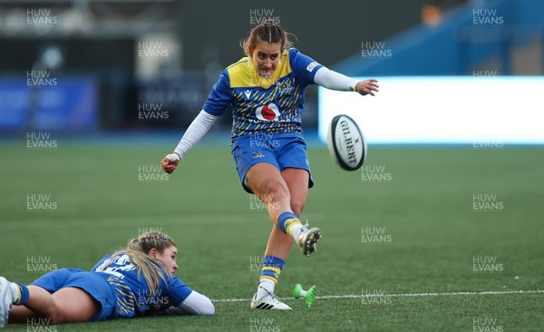 271225 - Gwalia Lightning v Brython Thunder, Celtic Challenge - Carys Hughes of Gwalia Lightning kicks conversion