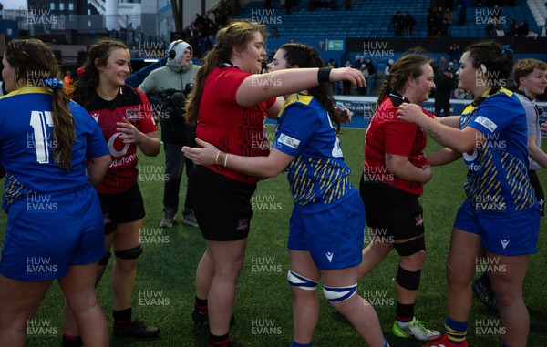 271225 - Gwalia Lightning v Brython Thunder, Celtic Challenge - Players congratulate each other at the end of the match