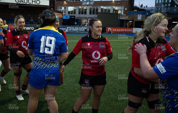 271225 - Gwalia Lightning v Brython Thunder, Celtic Challenge - Players congratulate each other at the end of the match