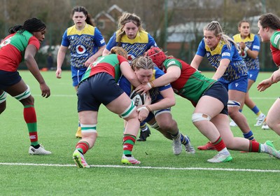 140226 - Gwalia Lightning v Clovers, Celtic Challenge - Alaw Pyrs of Gwalia Lightning is tackled just short of the line
