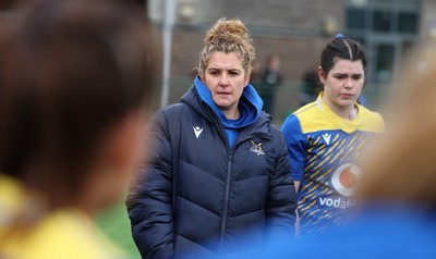 140226 - Gwalia Lightning v Clovers, Celtic Challenge - Gwalia Lightning head coach Catrina Nicholas-McLaughlin at the end of the match