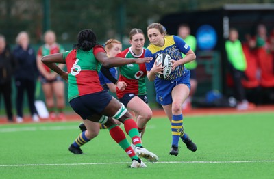 140226 - Gwalia Lightning v Clovers, Celtic Challenge - Caitlin Lewis of Gwalia Lightning takes on Faith Oviawe of Clovers