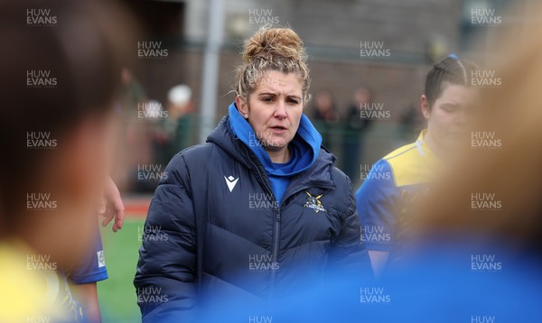 140226 - Gwalia Lightning v Clovers, Celtic Challenge - Gwalia Lightning head coach Catrina Nicholas-McLaughlin at the end of the match