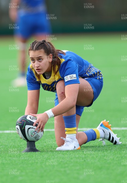 140226 - Gwalia Lightning v Clovers, Celtic Challenge - Carys Hughes of Gwalia Lightning kicks conversion