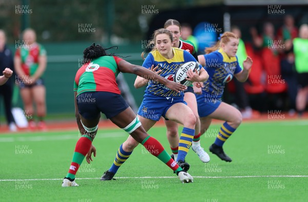 140226 - Gwalia Lightning v Clovers, Celtic Challenge - Caitlin Lewis of Gwalia Lightning takes on Faith Oviawe of Clovers