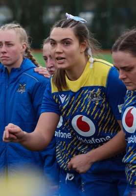 170126 - Gwalia Lightning v Edinburgh Rugby, Celtic Challenge - Bryonie King of Gwalia Lightning speaks to the players at the end of the match