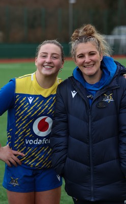 170126 - Gwalia Lightning v Edinburgh Rugby, Celtic Challenge - Player of the match Molly Reardon of Gwalia Lightning with Gwalia Lightning head coach Catrina Nicholas-McLaughlin