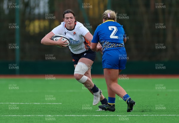 170126 - Gwalia Lightning v Edinburgh Rugby, Celtic Challenge - Rachel Philipps of Edinburgh Rugby takes on Molly Reardon of Gwalia Lightning