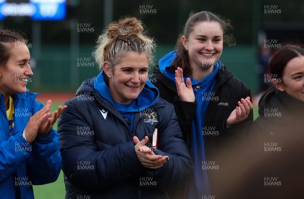 170126 - Gwalia Lightning v Edinburgh Rugby, Celtic Challenge - Gwalia Lightning head coach Catrina Nicholas-McLaughlin at the end of the match
