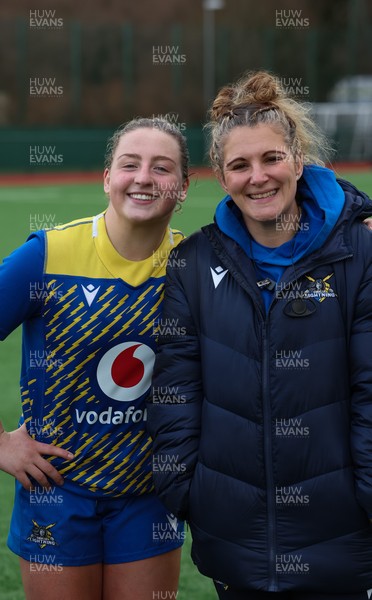 170126 - Gwalia Lightning v Edinburgh Rugby, Celtic Challenge - Player of the match Molly Reardon of Gwalia Lightning with Gwalia Lightning head coach Catrina Nicholas-McLaughlin