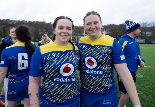 170126 - Gwalia Lightning v Edinburgh Rugby, Celtic Challenge - Maisie Davies of Gwalia Lightning and Alaw Pyrs of Gwalia Lightning at the end of the match