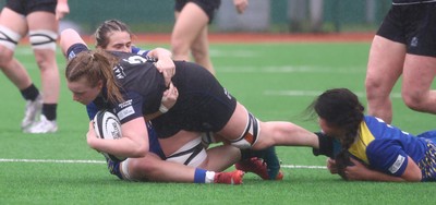 210226 - Gwalia Lightning v Glasgow - Celtic Challenge - Evie Hill and Chiara Pearce tackle