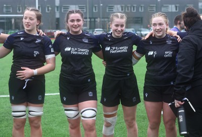 210226 - Gwalia Lightning v Glasgow - Celtic Challenge - Glasgow winning celebrations - the huddle