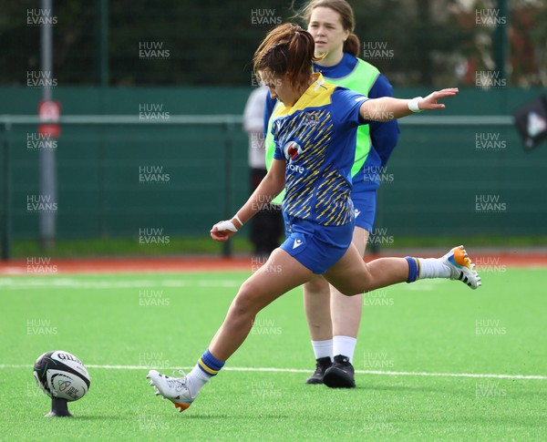 210226 - Gwalia Lightning v Glasgow - Celtic Challenge - Carys Hughes with the conversion